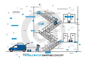 Potable water shipping vector illustration