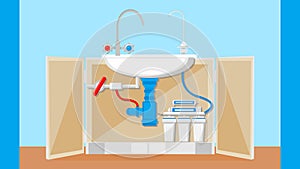 Potable Water Treatment System Vector Illustration