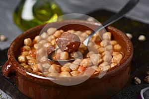 Potaje de garbanzos, spanish chickpeas stew photo