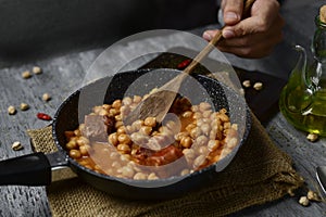 Potaje de garbanzos, spanish chickpeas stew photo