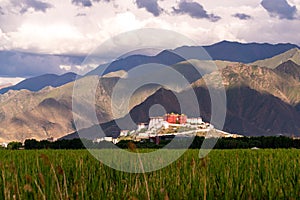 The Potala Palace, the holy place of Tibetan Buddhism under the mountains