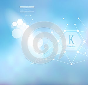 Potassium sign and template for text. Vitamins and minerals