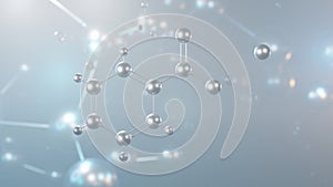 potassium benzoate molecular structure, 3d model molecule, e212, structural chemical formula view from a microscope