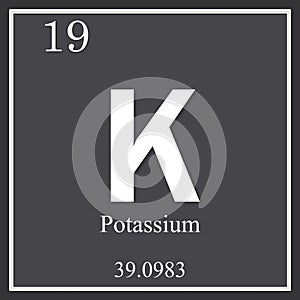 Potassium chemical element, dark square symbol