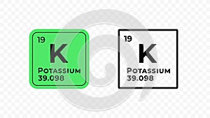 Potassium, chemical element of the periodic table vector