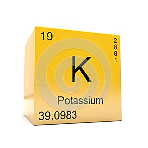 Potassium chemical element symbol from periodic table photo
