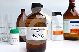 potassium hydroxide in glass, chemical in the laboratory and industry