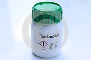 Potassium iodide in chemical container , chemical in the laboratory and industry