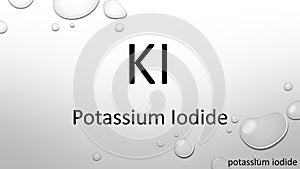 Potassium iodide chemical formula on waterdrop background