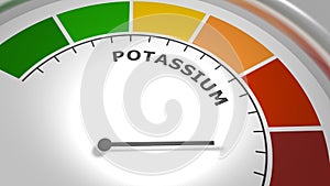 Potassium level abstract scale. Food value measuring. 3D render