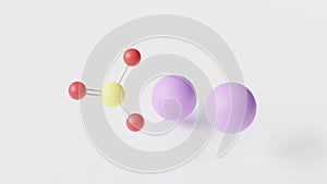 potassium sulfite molecule 3d, molecular structure, ball and stick model, structural chemical formula e225