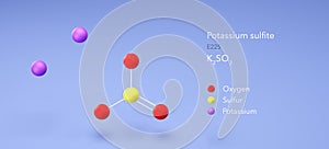 potassium sulfite molecule, molecular structures, e225, 3d model, Structural Chemical Formula and Atoms with Color Coding