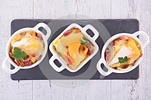 Potato, bacon and cheese baked