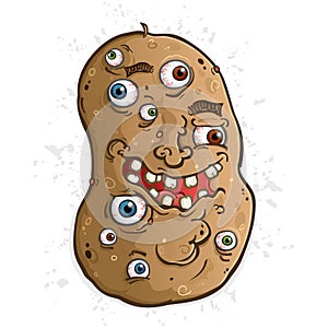 Potato Cartoon Character Covered in Eyeballs