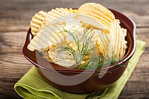 Potato chips in bowl