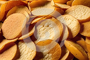 Potato chips in a bowl on a wooden background. easy dip chips, Generative AI