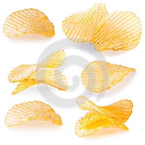 Potato chips close-up isolated