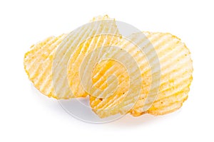 Potato chips close-up isolated