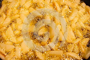 Potato chips close-up. Unhealthy food. Typical American food. Colorful food background