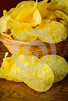 Potato chips closeup