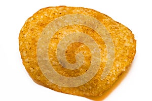 Potato chips closeup isolated on a white background