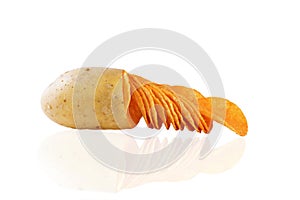 Potato chips, crisps, in the white background