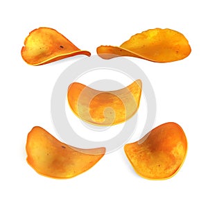 Potato Chips Delicious Gastronomy Snack Set Vector