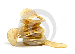Potato chips isolated on white