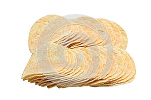 Potato chips isolated on white background