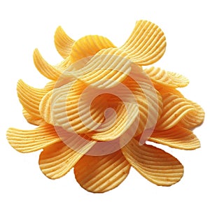 Potato chips isolated white background snack photography