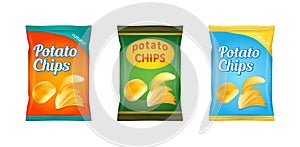 Potato chips packaging, stock vector illustration isolated on white background