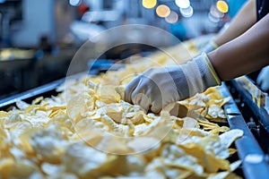 Potato Chips Production Line, Food Industry, Working on Automated Production Lines in Potato Chips Factory