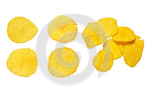 Potato chips set isolated on white background.