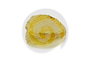 Potato chips on white background.