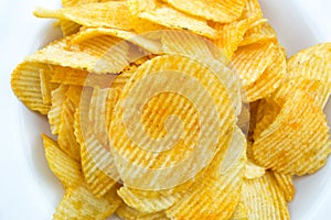 Potato chips , white background