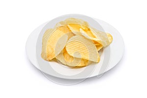 Potato chips in white plate