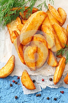 Potato country style with greens and spices