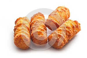 potato croquettes on white background photo