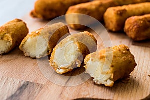 Potato croquettes & x28;croquetas& x29; cut out. photo