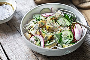 Potato with Cucumber Radish Salad