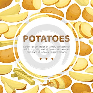 Potato Design with Raw Root Vegetable with Peel Vector Template