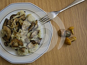 Potato dumplings and mushroom