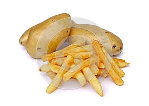 Potato fry or french fries isolated on white