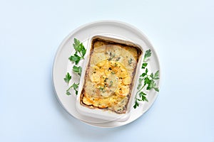 Potato gratin in baking dish