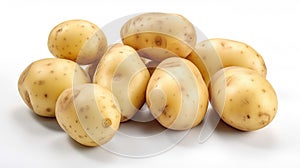 Potato group and half potatoes isolated on white background. Generative Ai