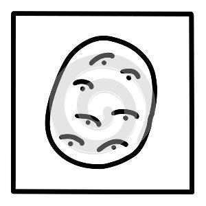 Potato hand drawn vector icon doodle logo in cartoon style black white contrast