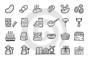 Potato Icon Set Hand Drawn doodle