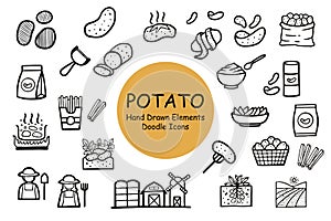 Potato Icon Set Hand Drawn doodle