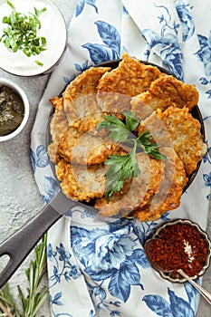 Potato latkes traditional jewish pancakes