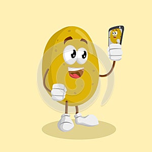 Potato mascot and background with selfie pose